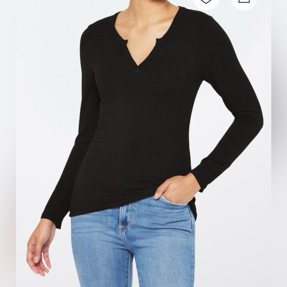 Market & Spruce Charcoal Black Long Sleeve fitted rayon t shirt XL